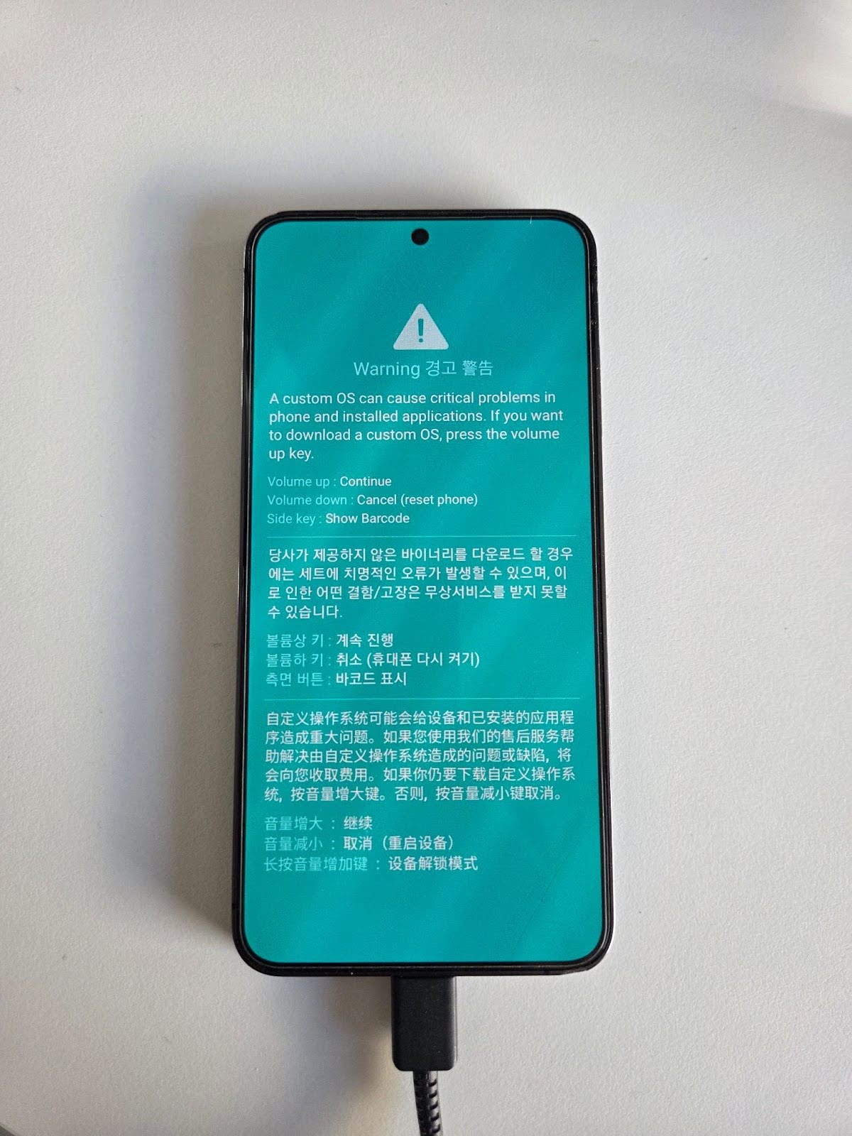 Samsung phone in download mode